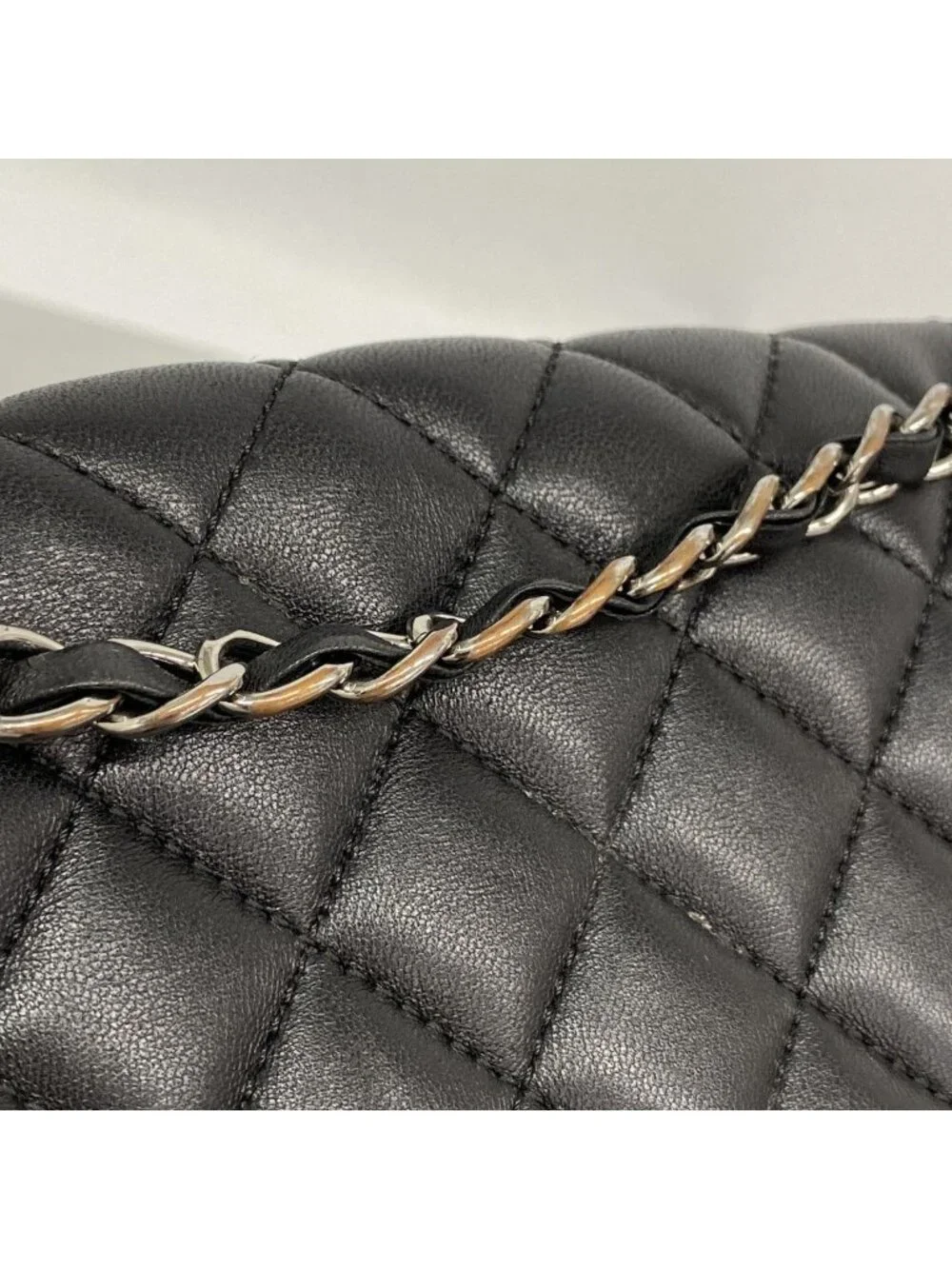 Chanel Backpack Quilted Lambskin Black Silver